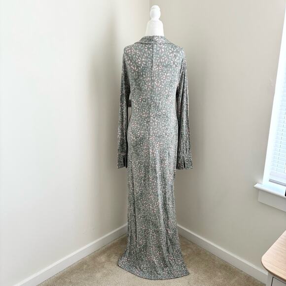 Free People NWT Shayla Wrap Maxi Dress Midi Long Sleeve V-Neck Printed Design - Picture 5 of 7